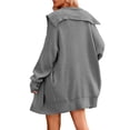 thumbnail image 6 of Women'S Solid Color Long-Sleeved Lapel Pocket Cardigan Three-Button Mid-Length Sweater Coat Grey S, 6 of 10
