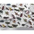 thumbnail image 3 of Soimoi White Modal Satin Fabric Beetle & Honey Bee Insects Fabric Prints by Yard 42 Inch Wide, 3 of 3