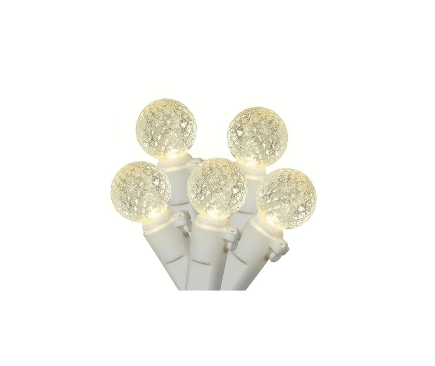 Set of 50 Warm White LED G12 Berry Christmas Lights 4” Bulb Spacing