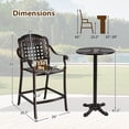 thumbnail image 3 of Costway 3 PCS Outdoor Cast Aluminum Round High Top Table & 2 Counter Height Bar Stools, 3 of 10