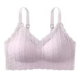 thumbnail image 2 of YWDJ Comfy Bras for Women Closure in Back Bras No Underwire Sleep Bras Wide Strap Full Coverage Push up Wrap Comfy Bras Padded Lace Comfy Bras Solid Lounge Bras Purple L, 2 of 3