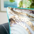 thumbnail image 4 of SAFAVIEH Nima 18" x 18" Tropical Plush Pillow, Blue/Gold, 4 of 5