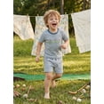 thumbnail image 4 of BemeyourBBs Toddler Baby Boys Golf Outfit Infant Baby Boy Summer Clothes Waffled Striped Golf Embroidery Short Sleeves T-Shirt and ElasticPockets Shorts Set Toddler Boy 2 Piece Summer Outfit, 4 of 9