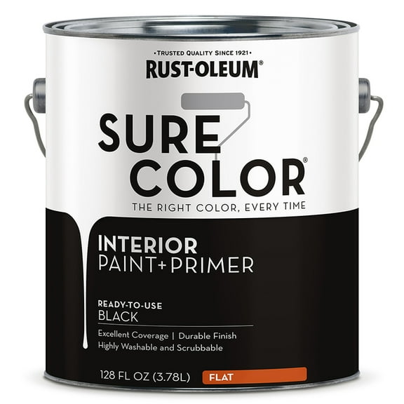 4-Pack of 1 gal Rust-Oleum 380216 Black Sure Color Interior Paint   Primer, Flat