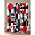 thumbnail image 4 of Abstract Seamless Stitching Shower Curtain, Red Black Striped Design Waterproof Shower Curtain Set with 12 Hooks Lightweight Washable Fabric Shower Curtains for Bathroom 72x84 Inches, 4 of 6