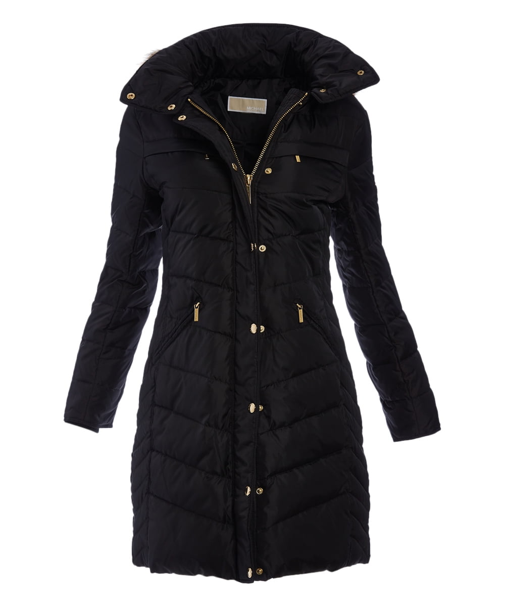 Navy Winter Jackets for Women Michael Kors Puffer Down Jacket and Coats  Hooded Faux Fur-Trim Jackets 