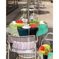 thumbnail image 5 of Boanket Outdoor Tablecloth with Umbrella Hole for Patio/Picnic/Party/Camping, Teal Red Waterproof Table Cloth Round Cover Washable, Oil Painting Art Contemporary Modern (Dia 60"), 5 of 7