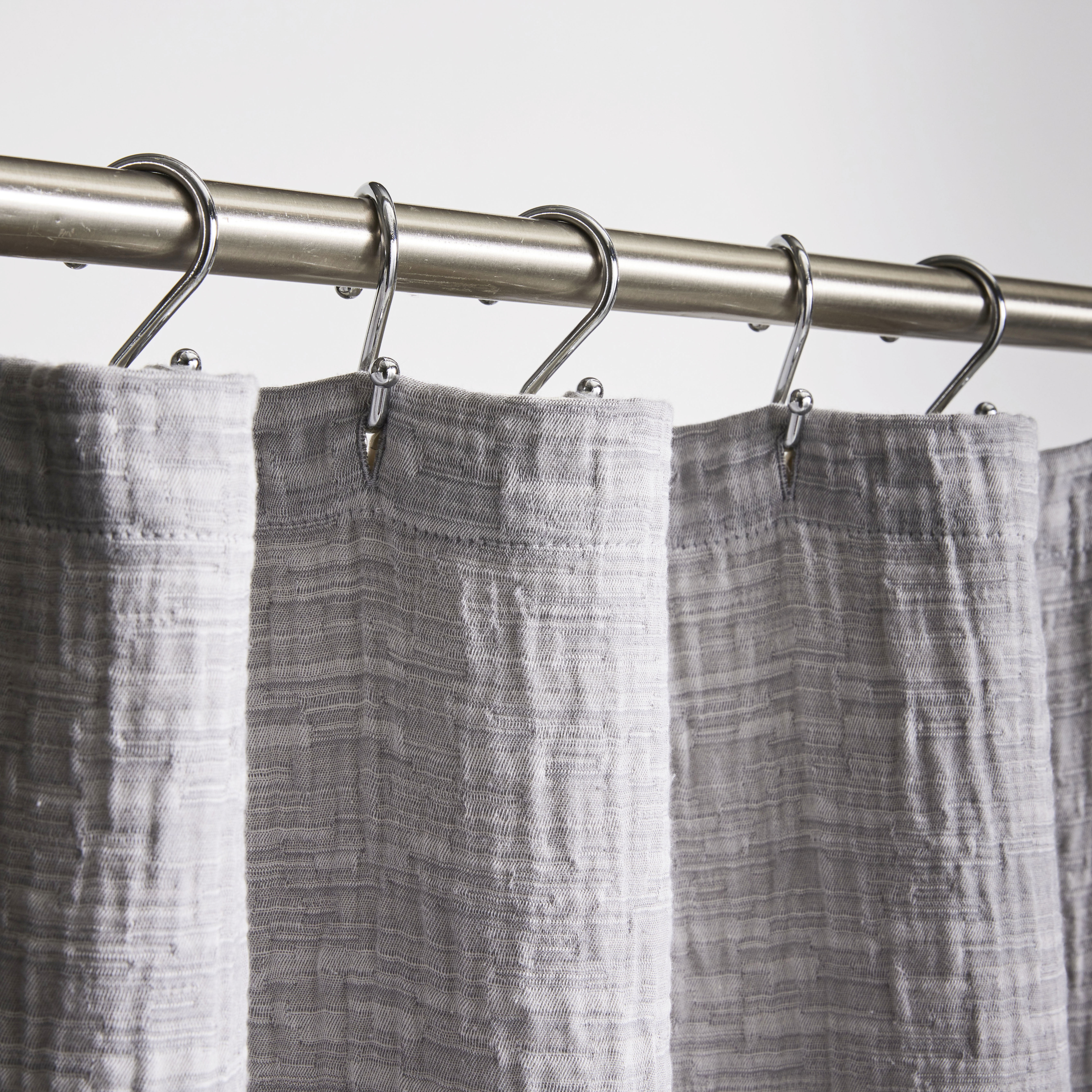 Better Homes and Gardens Gray Color Block Boucle Cotton/Poly Shower Curtain, 72" x 72"