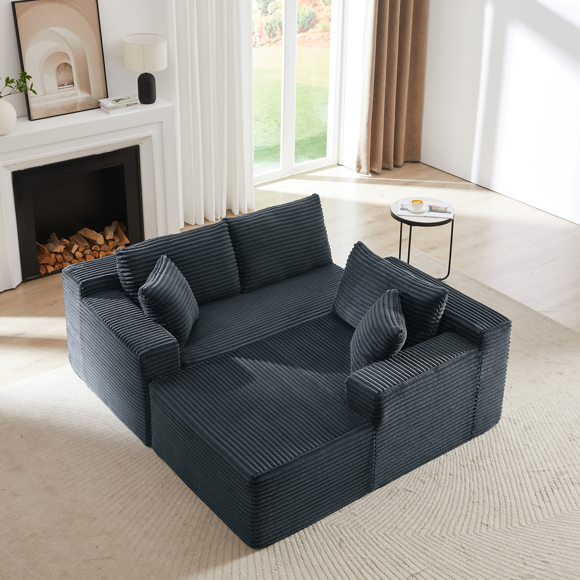 Miniyam L-Shaped Cloud Sectional Sofa with Deep Seat, No Assembly Required, Modular Couches Sleeper for Living Room, Bedroom, Apartment (Dark Grey, Right Facing Chaise)