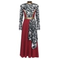 thumbnail image 3 of Hansber Womens Praise Dance Dress Long Sleeve Asymmetrical Worship Tunic Liturgical Dancewear Burgundy XL, 3 of 7