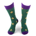thumbnail image 2 of Parquet Fleur de Lis Patterned Crew Socks-Mardi Gras Novelty Socks for Men, 2 of 2