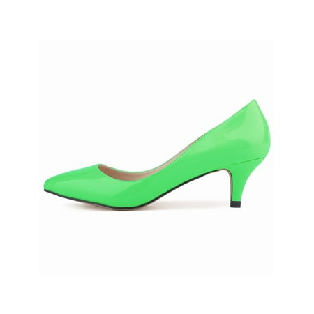 

Wazshop Womens Wedding Dress Shoe Pointy Toe Heels Pump Leopard Pumps Classic Mid Heel Heeled Sandals Ladies Patent Leather Shoes Multi Colors Fashion Green 5.5