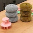 thumbnail image 6 of 2 PCS Stainless Steel Sponges Scrubbers Cleaning Ball Utensil Scrubber Metal Scrubber Scouring Pads Ball for Pot Pan Dish Wash Cleaning for Removing Rust Dirty Cookware Cleaner with Handle, 6 of 6