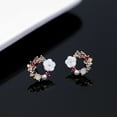 thumbnail image 4 of Fiaya Women Wreath Butterfly Flower Stud Earrings, Cute Sweet Crystal Floral Statement Earrings, Creative Jewelry Gifts for Women (B), 4 of 9
