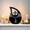 thumbnail image 6 of MUKTIVE Colourful Guitar Urn for Human Ashes Adult Father & Mother, Burial Combo Sets Urns for Male & Female, Black Decorative Urn for Men Ashes, Urns for Funeral, (1 Large 10 ", 4 Keepsake 3 "), 6 of 7