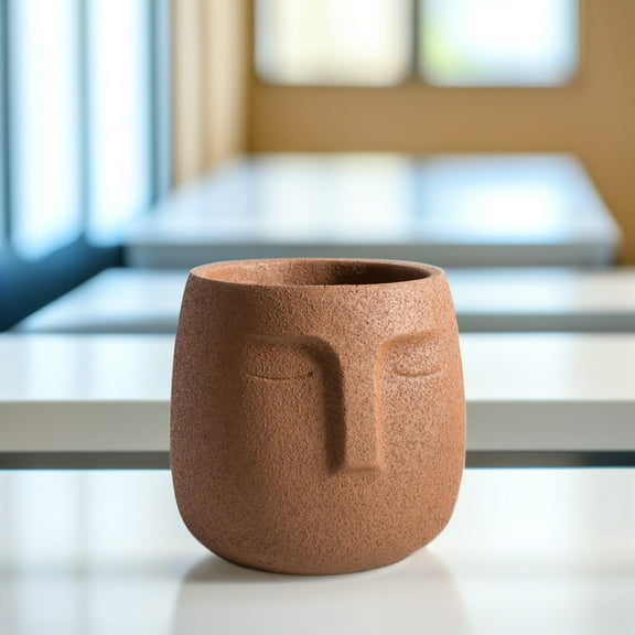 OUNONA  Fashion Pot Ceramics Flower Wall Planters for Indoor Plants Large Man Office Brown