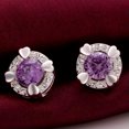thumbnail image 4 of QQTDFG Sterling Silver Plated Earrings Stud AAA Zirconia Push Back .44" L360-Purple, 4 of 7