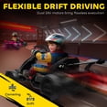 thumbnail image 4 of Aosom 24V 7.5 MPH Drifting Electric Go Kart with Adjustable Seat with Slow Start, Button Start, Music, Horn, Lights, for 6-12 Years, Black, 4 of 9