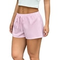thumbnail image 2 of Women'S Striped Print Drawstring Elastic Waist Shorts Casual Wide Leg Low Rise Summer Boxer Shorts Light Pink S, 2 of 7