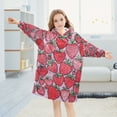 thumbnail image 5 of FORMRS Wearable Blanket Hoodie with Sleeves for Kids Cozy Flannel Sweatshirt, Sweet Strawberry, 5 of 7