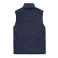 thumbnail image 3 of HOOMEUMY Mens Cargo Vest Fashion 2025 Trendy Classic Solid Coat Standing Collar Jacket Pocket Design Casual Workout Sleeveless Clothes Blue XXL, 3 of 6