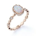 thumbnail image 3 of JeenMata Antique 1.75 ct Genuine Oval Cut Opal and Moissanite Engagement Ring in 18K Rose Gold over Silver, 3 of 7