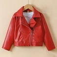 thumbnail image 4 of XAOFW Girls Outerwear Coats Jacket Windproof Warm Pu Leather Kids British Motorcycle Toddler Functional Long Sleeve Turndown Collar Solid Color Stylish Roomy Leisure Outdoor Activities Overcoats, 4 of 9