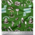 thumbnail image 1 of Soimoi Green Japan Crepe Satin Fabric Wedding Invitation Party Fabric Prints By Yard 42 Inch Wide, 1 of 3