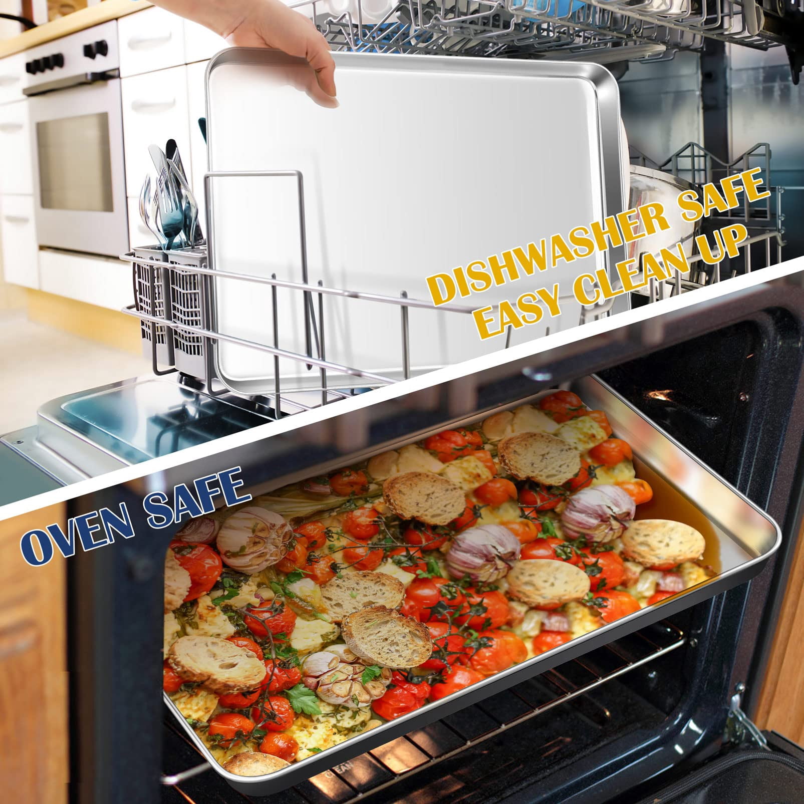 Baking & Cookie Sheets 17.3 Inch Stainless Steel Oven Pan Tray Set of 2