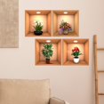 thumbnail image 1 of 4 Piezas Pósteres de Plantas en Maceta Pegatinas Decorativas de Pared 3D Arte de Flores Creativo de PVC Extraíbles para Decoración de Sala de Estar, 1 of 8