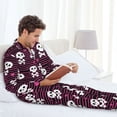 thumbnail image 6 of Fuzoiu skull with hearts Print Men's Long-Sleeved Pajama,Lounge Button Down Nightwear,Mens Notch Collar Pajama Set-Large, 6 of 7