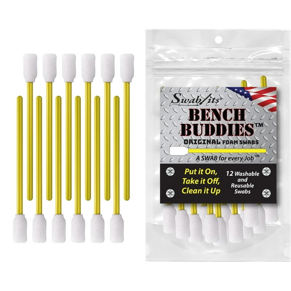 Swab-its® 12- Piece Bench Buddies Original Foam Swabs - A Swab for Every Job: 88-8222