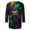 thumbnail image 4 of Nmnitkp Spring 2026 Womens Tops Fashion 3/4 Sleeve Tops for Women Mardi Gras Mask Print Loose Crew Neck Women's T-Shirts, Casual Carnival Spring Wear Women's Tops, Tees & Blouses Green,XL, 4 of 6