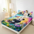 thumbnail image 4 of Castle Fairy Girls Kawaii Animal Panda Twin Sheet Sets,Colorful Flowers Butterfly Bedding, 4 of 7