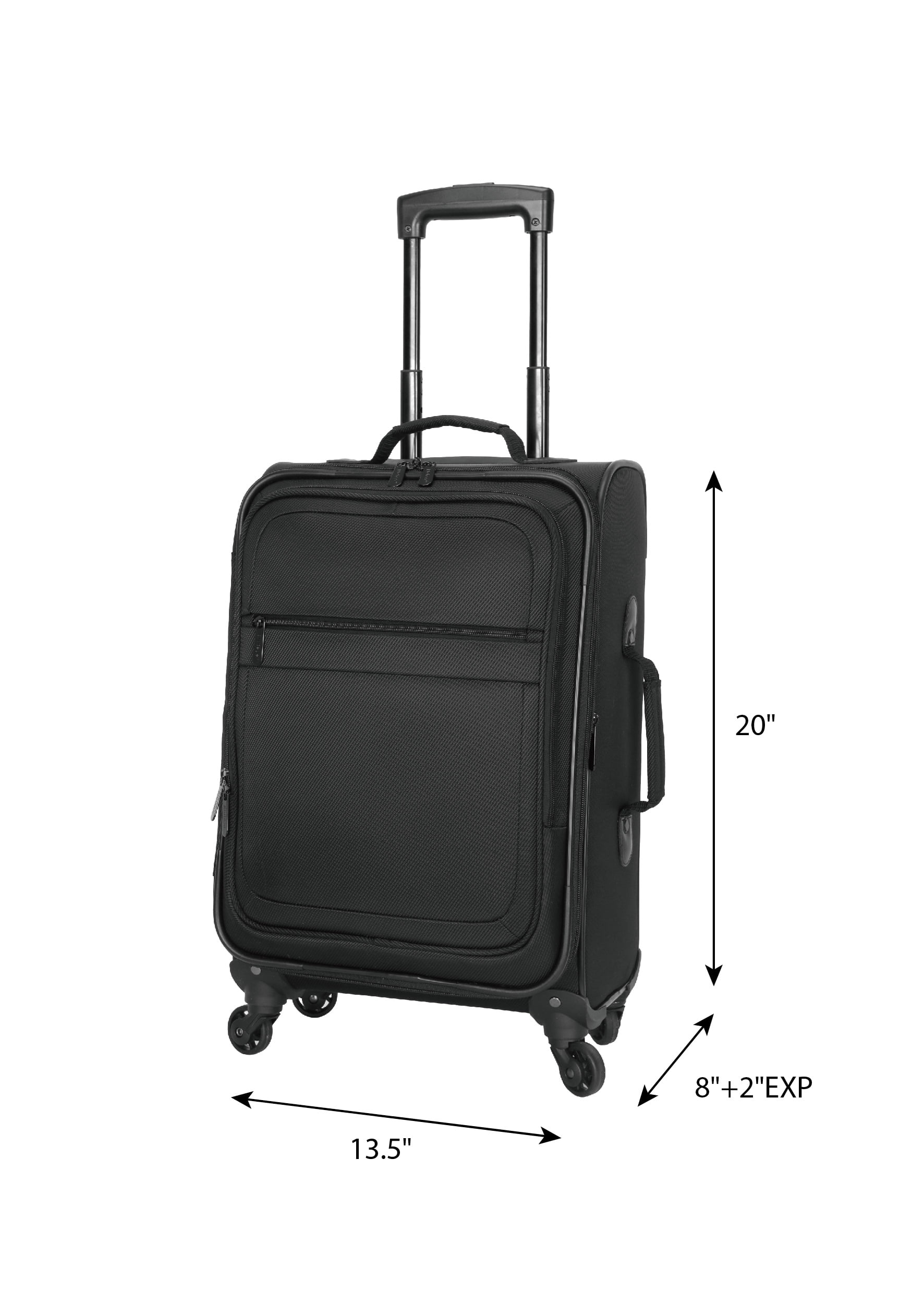 Protégé 2-piece Softside Luggage Set, Includes 28-inch Checked and 20-inch Carry-on Luggage, with 360 Spinner Wheels and Organizer Pockets, Rich Black