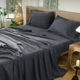 thumbnail image 6 of MooMee 100% Washed Cotton Sheet Set King Linen Like Textured Breathable Durable Soft Comfy 4pcs (Solid Deep Grey), 6 of 6