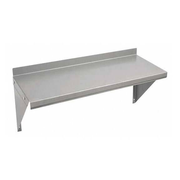 Steel Wall Shelf, 12"D x 24"W x 11-1/2"H, Silver 2HFX9