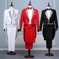 thumbnail image 2 of Traje de esmoquin de vestir para hombre, traje de actuación, traje de mago, actuación escénica, traje de mando, cantante de Bel Canto, negro y blanco, rojo, 2 of 4