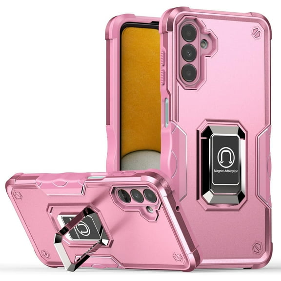 Military Grade Shockproof Hybrid Armor Case with Ring Grip for Samsung Galaxy S25 Plus - Pink