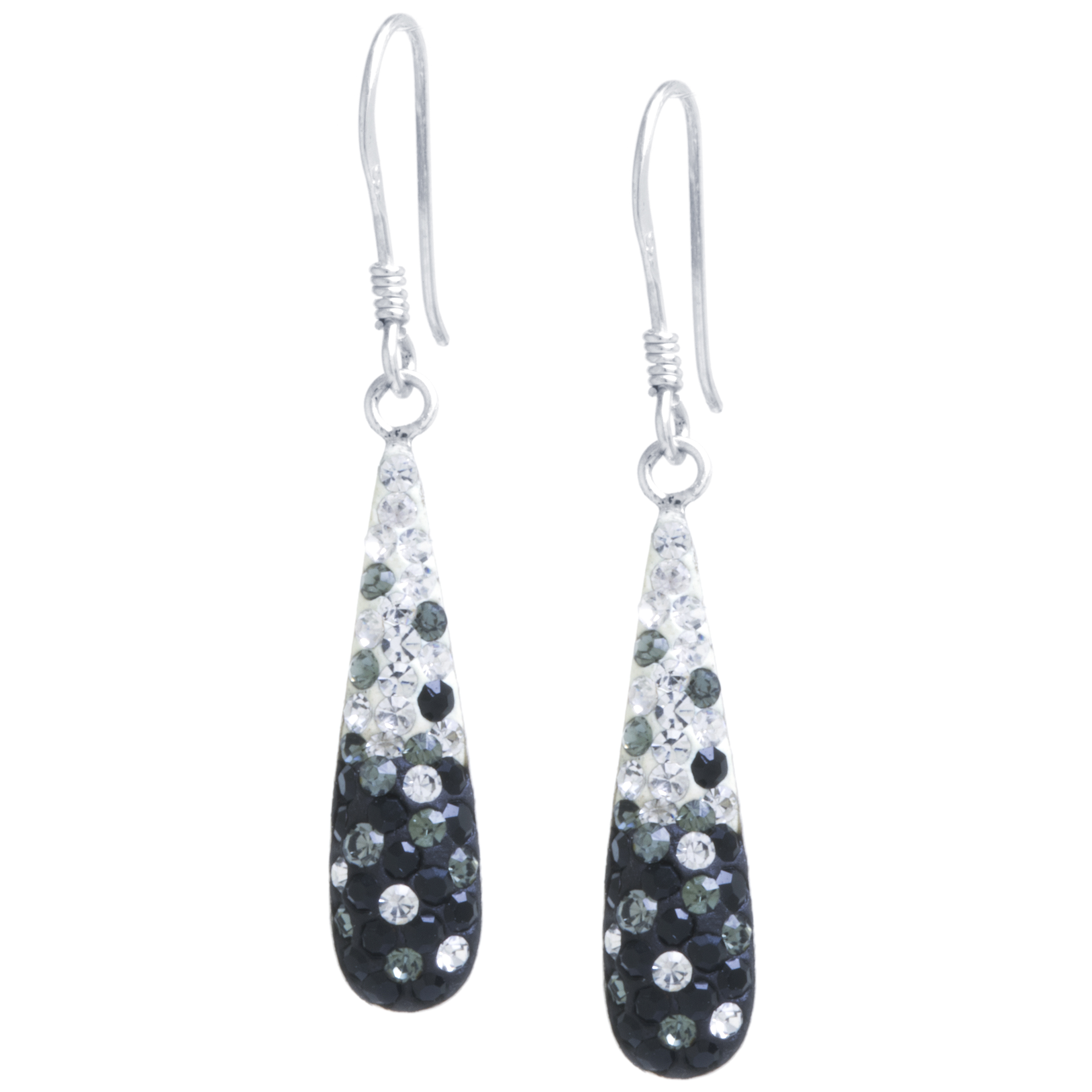 Marisol & Poppy Ombre Crystal Teardrop Drop Earrings in Sterling Silver for Women & Teens, Fish Hook Backing