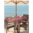 thumbnail image 3 of Outdoor Tablecloths with Umbrella Hole & Zipper, Colorful Ethnic 60x60 Inch Square Tablecloths, Modern Abstract National Geometric Red Waterproof Table Cloth, Patio/Pool/Picnic Table Covers, 3 of 8