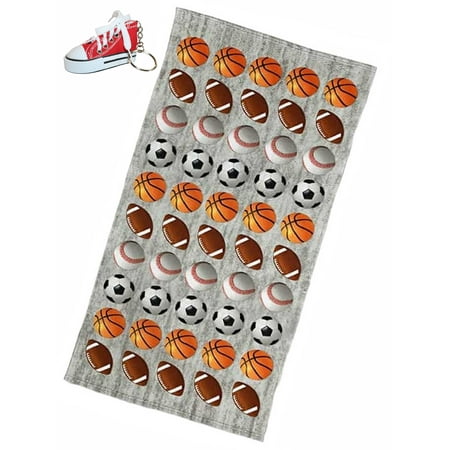 Nike Free Shoes Kids All Sport Football, Basketball, Baseball, Soccer Beach or Bath Towel & Sneaker Keychain Bundle Set - Free Shipping ()