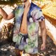 thumbnail image 2 of Conjunto casual de blusa y pantalones de playa de manga corta con estampado de botones para hombre Pompotops oipoqjl35979, 2 of 5