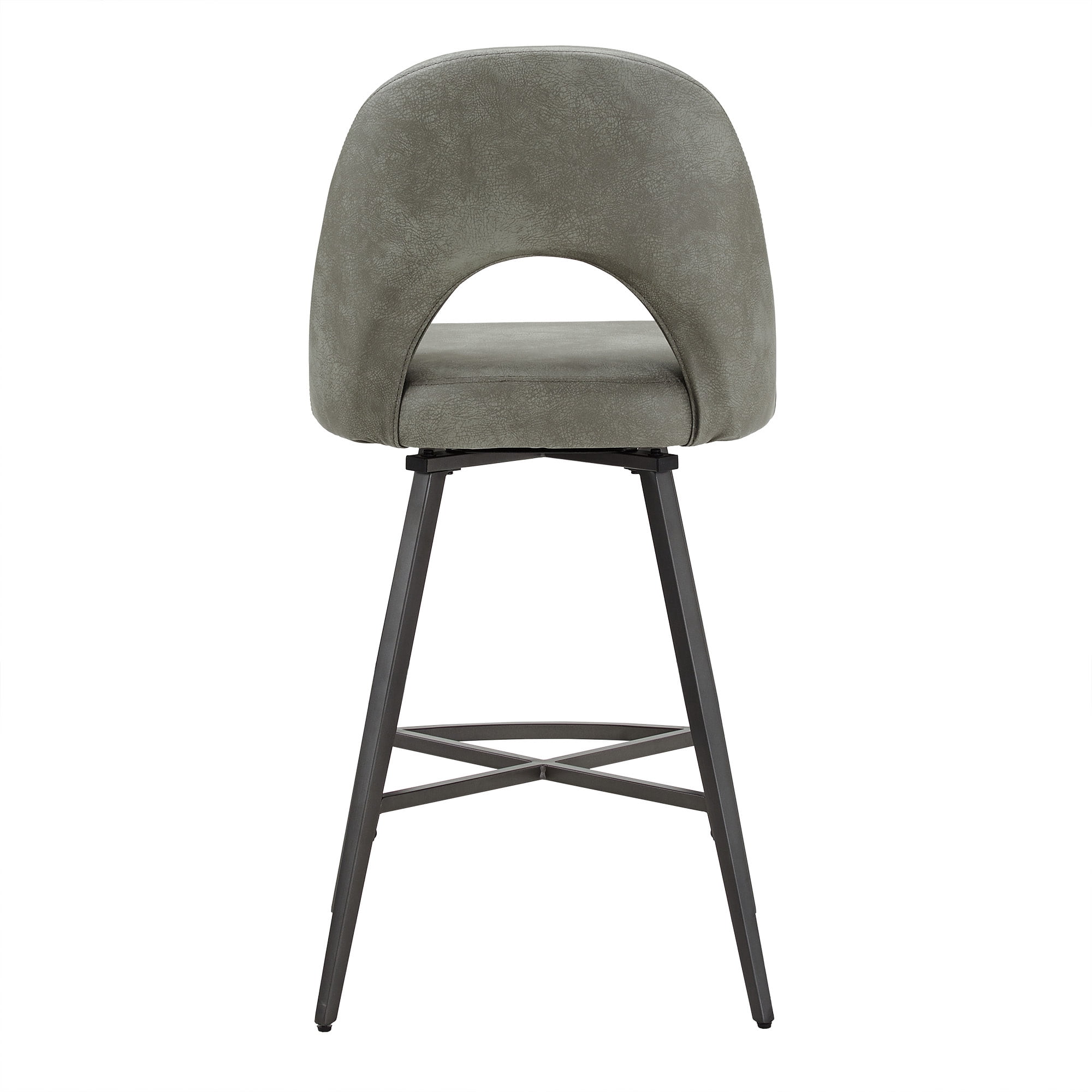 Weston Home Krista 24" Metal Swivel Mid Back Counter Stools, Set of 2, Light Grey