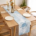 thumbnail image 3 of Blue Turtle Coastal Table Runner - 48 Inch Long Coral Summer Beach Nautical Ocean Blue Cotton and Linen Blended Dress Scarves Farmhouse Table Runner for Kitchen Dining, Coffee Table, 13" x 48", 3 of 8