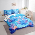 thumbnail image 3 of Feelyou Cute Blue Axolotl Bedding Comforter Set 7pcs, Underwater World King Bedding Sets, 3 of 8