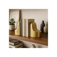 thumbnail image 3 of Polished Ceramic Bookends for Bookshelf Styling - Elegant Artful Book Accent for Library Accessories - Decorative Display for Home Office and Desk Decor - Set of 2, 6", Gold & Metallic, 3 of 14