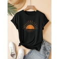 thumbnail image 2 of Camiseta deportiva retro de manga corta con cuello redondo y estampado de sol para mujer, estilo vintage, ideal para verano, para adultos, hombres, mujeres, adolescentes, jóvenes., 2 of 8