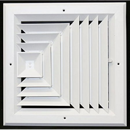 

12 x 12 3-WAY SUPPLY GRILLE - DUCT COVER & DIFUSER - LOW NOISE - For Ceiling - With Opposing Damper Blades