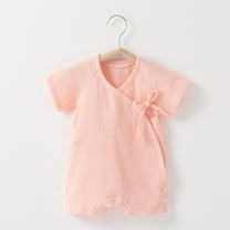 lmcalzta Newborn Baby Clothes for Girls Boys Short Sleeve Romper Lightweight Button Leg Toddler Summer Bodysuits